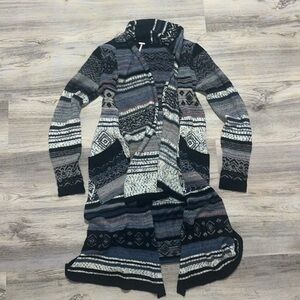 Free People Duster Yesterdays Smile Fair Isle Sweater Long Open Front Cardigan M